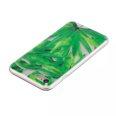 Coque TPU Feuilles Tropicales compatible avec iPhone 7 8 SE 2020 SE 2022 - Vert Transparent
