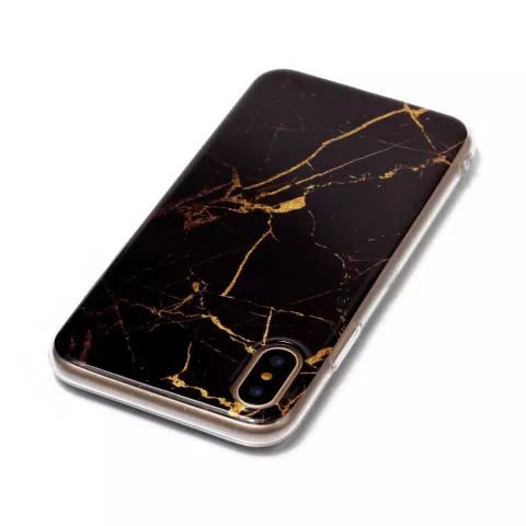 Coque en marbre TPU Marble Cover compatible avec iPhone X XS - Noir Or