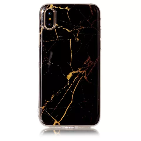 Coque en marbre TPU Marble Cover compatible avec iPhone X XS - Noir Or