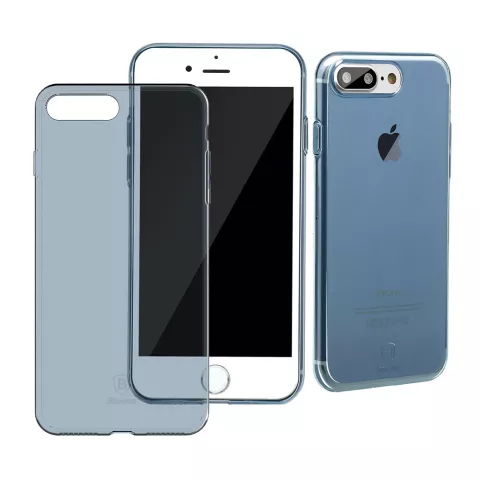 Coque transparente Baseus Simple Series compatible avec iPhone 7 Plus 8 Plus - Bleu