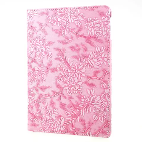 Coque rotative Flower iPad 2017 2018 - Rose