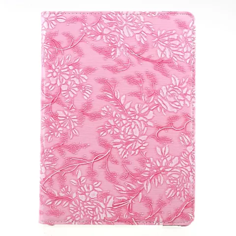 Coque rotative Flower iPad 2017 2018 - Rose