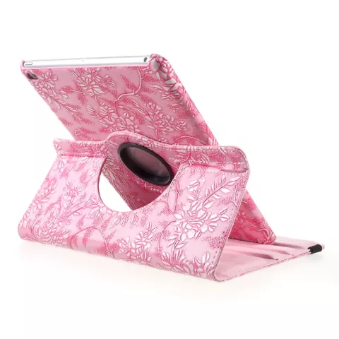 Coque rotative Flower iPad 2017 2018 - Rose