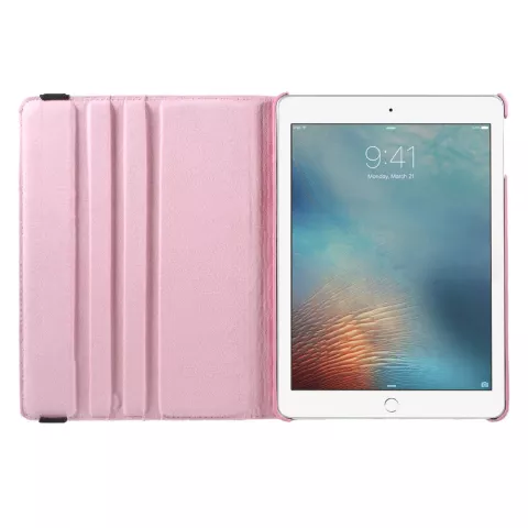 Coque rotative Flower iPad 2017 2018 - Rose