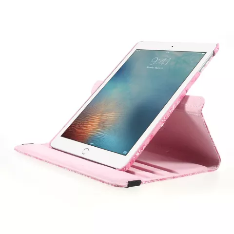 &Eacute;tui rotatif floral compatible avec iPad 2017 2018 - Rose