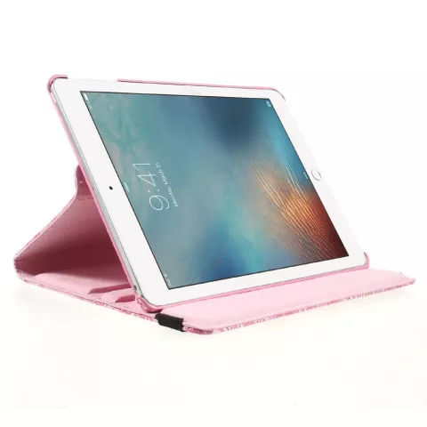 &Eacute;tui rotatif floral compatible avec iPad 2017 2018 - Rose