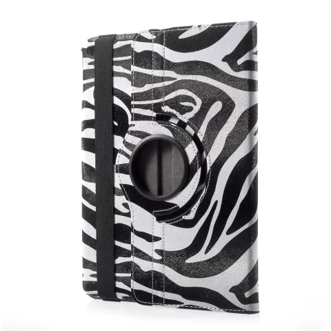 &Eacute;tui standard &agrave; couverture rotative Zebra compatible avec iPad 2017 2018 - Noir Blanc