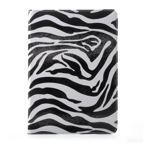 &Eacute;tui standard &agrave; couverture rotative Zebra compatible avec iPad 2017 2018 - Noir Blanc