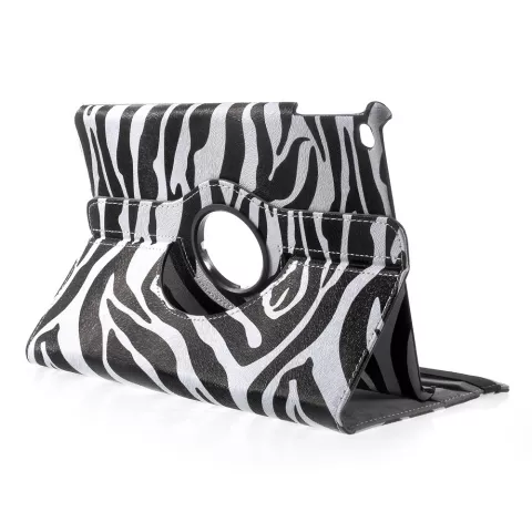 &Eacute;tui standard &agrave; couverture rotative Zebra compatible avec iPad 2017 2018 - Noir Blanc