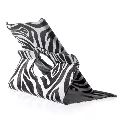 &Eacute;tui standard &agrave; couverture rotative Zebra compatible avec iPad 2017 2018 - Noir Blanc