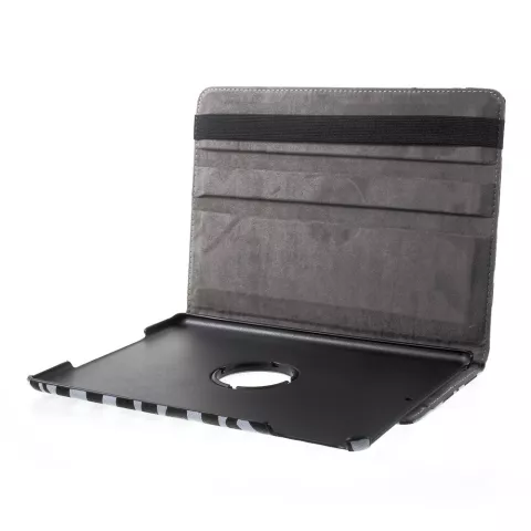 &Eacute;tui standard &agrave; couverture rotative Zebra compatible avec iPad 2017 2018 - Noir Blanc