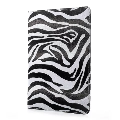&Eacute;tui standard &agrave; couverture rotative Zebra compatible avec iPad 2017 2018 - Noir Blanc
