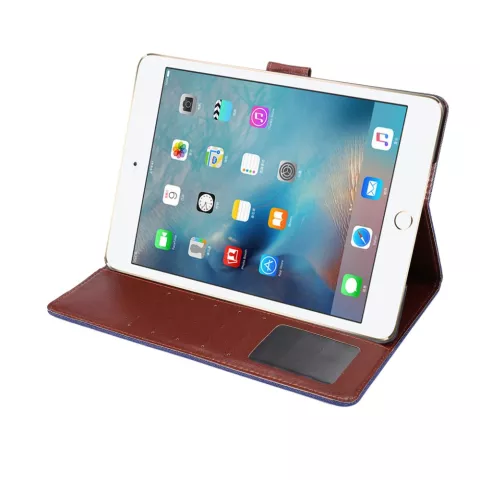 Etui en cuir denim &eacute;tui iPad 2017 2018 - Bleu Marron