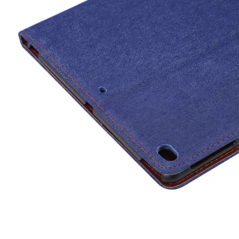 Housse en cuir denim compatible avec iPad 2017 2018 - Bleu Marron