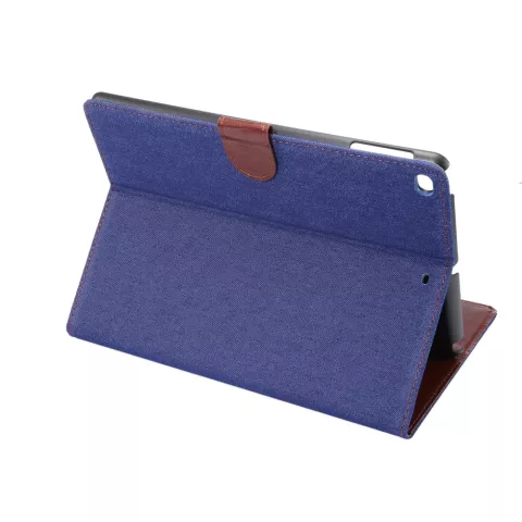 Housse en cuir denim compatible avec iPad 2017 2018 - Bleu Marron