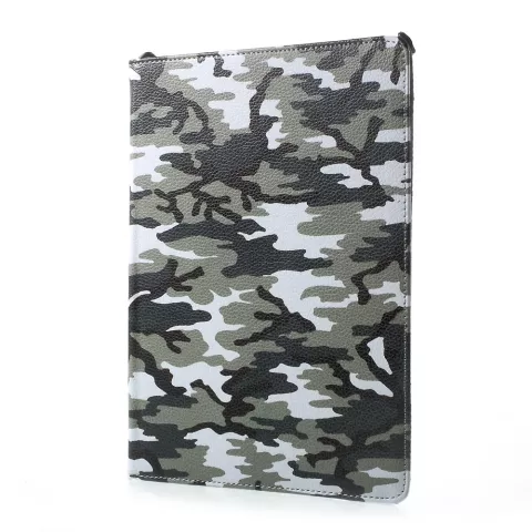 Housse &agrave; imprim&eacute; militaire &agrave; manches camouflage compatible avec iPad 2017 2018 - Vert Blanc Noir