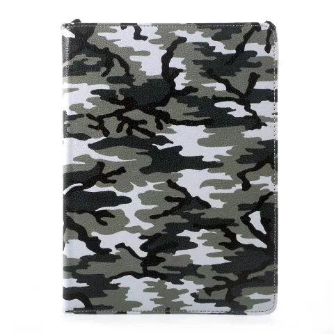 Housse &agrave; imprim&eacute; militaire &agrave; manches camouflage compatible avec iPad 2017 2018 - Vert Blanc Noir