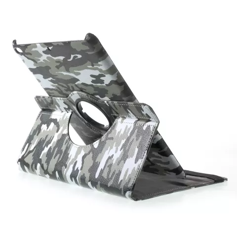 Housse &agrave; imprim&eacute; militaire &agrave; manches camouflage compatible avec iPad 2017 2018 - Vert Blanc Noir