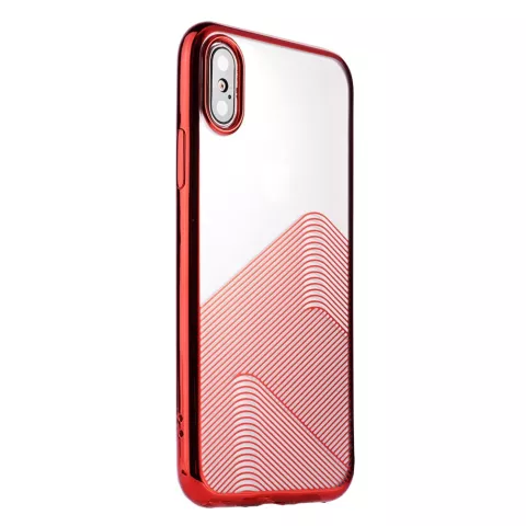 Coque en TPU Sulada Transparent iPhone X XS - Rouge M&eacute;tallis&eacute;