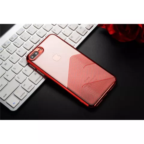 Sulada Transparent compatible avec iPhone 7 Plus 8 Plus TPU - Rouge M&eacute;tallis&eacute;