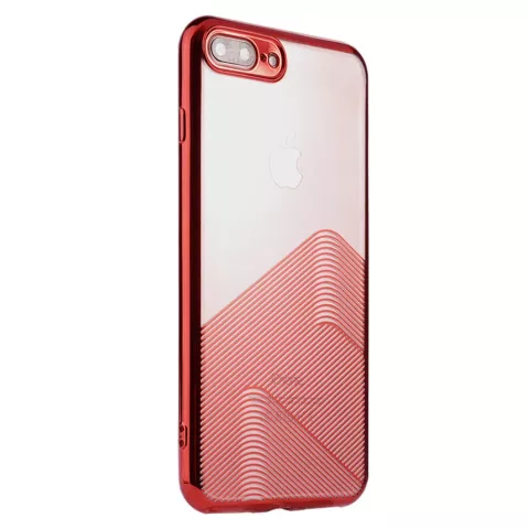 Coque en TPU Sulada Transparent pour iPhone 7 Plus 8 Plus - Rouge M&eacute;tallis&eacute;