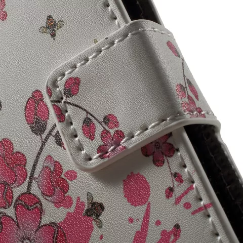 Blossom Bees compatible avec iPhone 5 5s SE 2016 &eacute;tui portefeuille en cuir artificiel - Rose Blanc