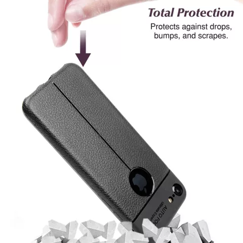 Cuir Litchi Grain la coque TPU compatible avec iPhone 7 8 - Noir
