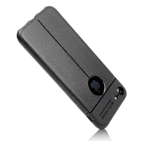 Coque iPhone 7 8 en TPU Litchi Grain en cuir - Noire