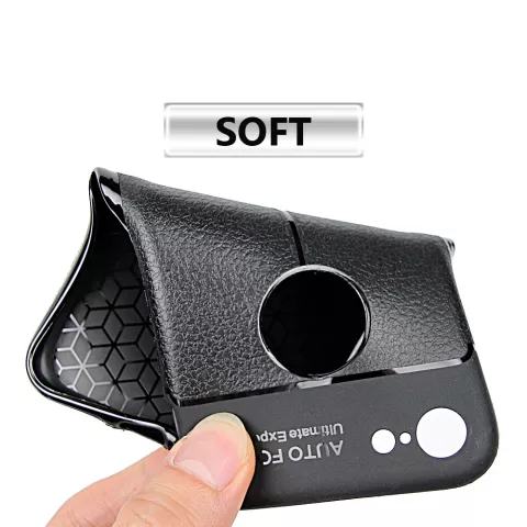 Cuir Litchi Grain la coque TPU compatible avec iPhone 7 8 - Noir