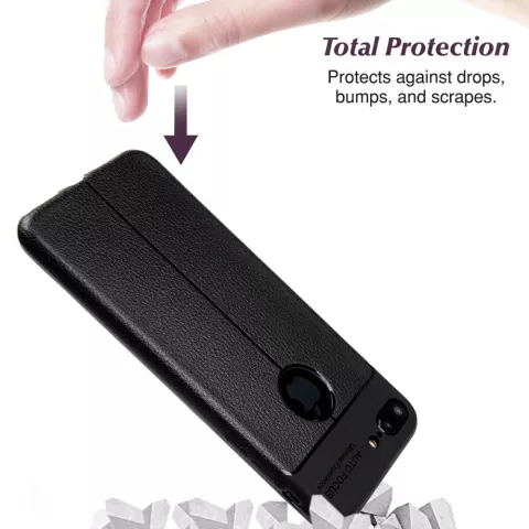 Cuir Litchi Grain compatible avec &eacute;tui TPU iPhone 7 Plus 8 Plus - Noir