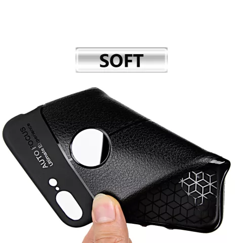 Cuir Litchi Grain compatible avec &eacute;tui TPU iPhone 7 Plus 8 Plus - Noir