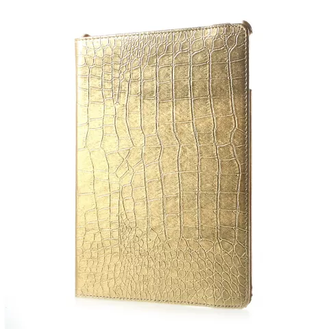 &Eacute;tui standard &agrave; couverture torsad&eacute;e &agrave; texture de peau de crocodile compatible avec iPad 2017 2018 - Or