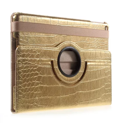 &Eacute;tui standard &agrave; couverture torsad&eacute;e &agrave; texture de peau de crocodile compatible avec iPad 2017 2018 - Or