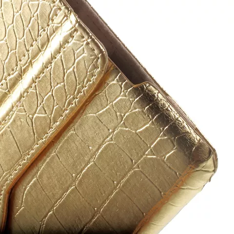 &Eacute;tui standard &agrave; couverture torsad&eacute;e &agrave; texture de peau de crocodile compatible avec iPad 2017 2018 - Or