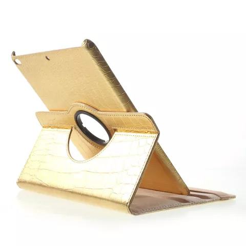 &Eacute;tui standard &agrave; couverture torsad&eacute;e &agrave; texture de peau de crocodile compatible avec iPad 2017 2018 - Or
