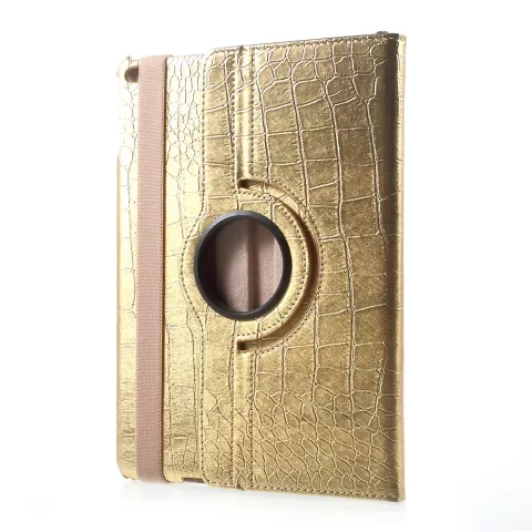 &Eacute;tui standard &agrave; couverture torsad&eacute;e &agrave; texture de peau de crocodile compatible avec iPad 2017 2018 - Or