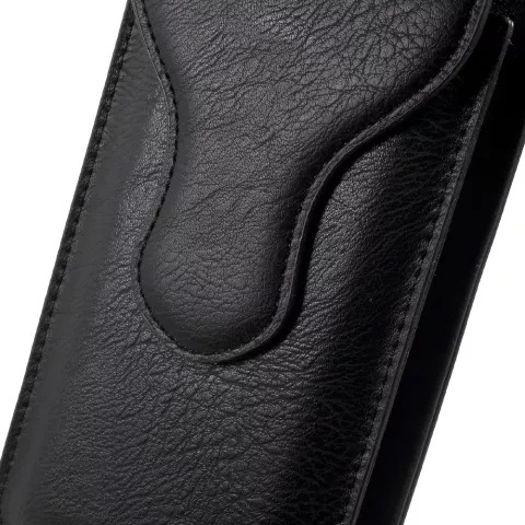 Pochette en cuir double couverture compatible avec iPhone universel - Mousqueton noir