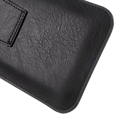 Pochette en cuir double couverture compatible avec iPhone universel - Mousqueton noir