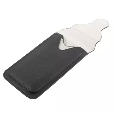 Pochette en cuir double couverture compatible avec iPhone universel - Mousqueton noir