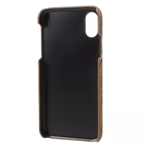 Coque rigide en bois grain compatible avec iPhone X XS - marron
