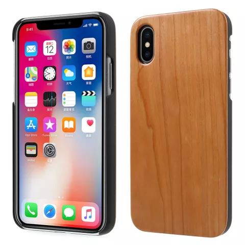 &Eacute;tui en bois de cerisier pour l&#039;&eacute;tui rigide pour iPhone X XS - marron