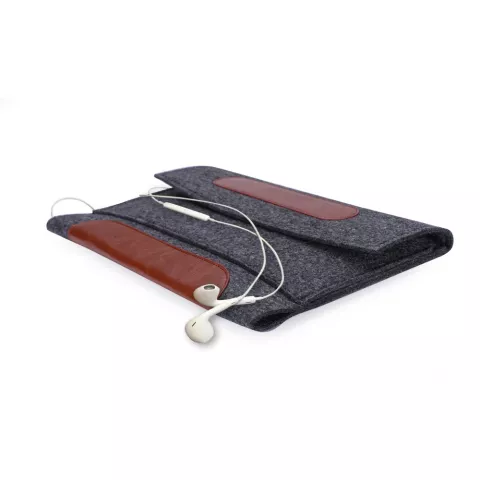 &Eacute;tui &agrave; insert compatible avec iPad mini, cuir artificiel et feutre - &Eacute;tui gris