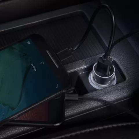 Chargeur de voiture universel double USB Aukey 2,4 amp&egrave;res - Gris