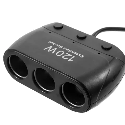 R&eacute;partiteur de port prise allume-cigare HUB 120W - Noir
