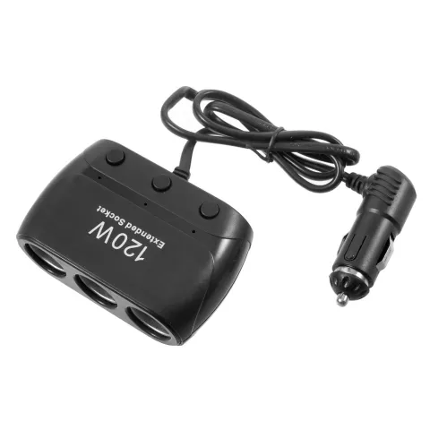 R&eacute;partiteur de port prise allume-cigare HUB 120W - Noir