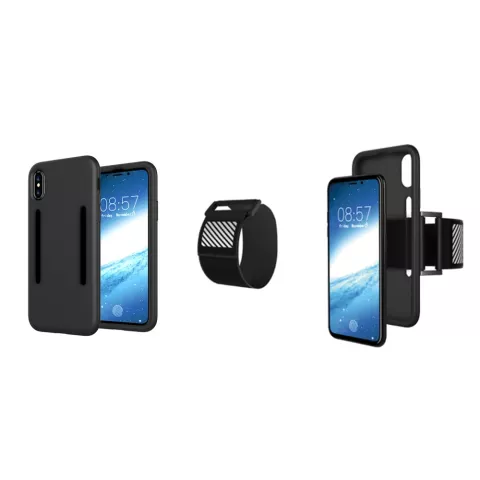 Bande de sport Housse de protection en silicone compatible avec iPhone X XS - Bracelet noir