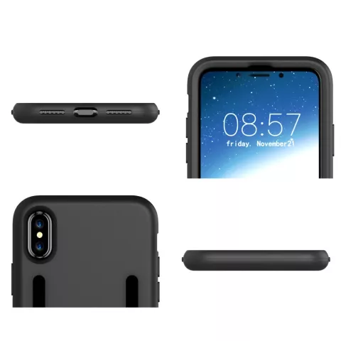 Bande de sport Housse de protection en silicone compatible avec iPhone X XS - Bracelet noir