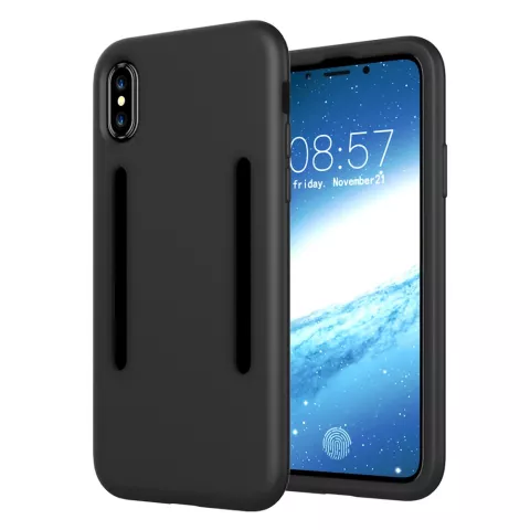 Bande de sport Housse de protection en silicone compatible avec iPhone X XS - Bracelet noir