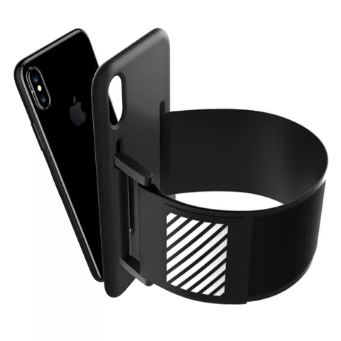 Etui silicone Sportband Running Belt Cover pour iPhone X XS - Bracelet noir