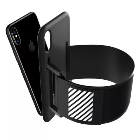 Bande de sport Housse de protection en silicone compatible avec iPhone X XS - Bracelet noir